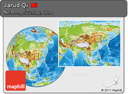 Physical Location Map of Jarud Qi, within the entire country