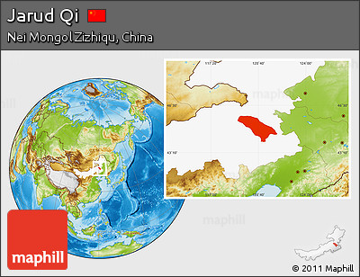 Physical Location Map of Jarud Qi, highlighted parent region