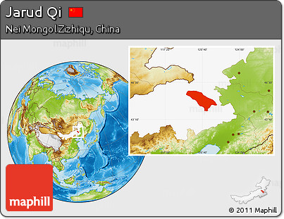 Physical Location Map of Jarud Qi, highlighted parent region