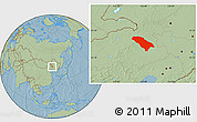 Savanna Style Location Map of Jarud Qi, hill shading