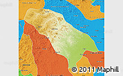 Physical Map of Jarud Qi, political outside