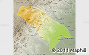 Physical Map of Jarud Qi, semi-desaturated