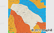 Shaded Relief Map of Jarud Qi, political outside
