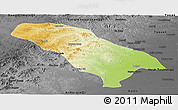 Physical Panoramic Map of Jarud Qi, darken, desaturated