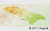 Physical Panoramic Map of Jarud Qi, lighten