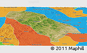 Satellite Panoramic Map of Jarud Qi, political outside