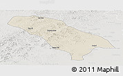 Shaded Relief Panoramic Map of Jarud Qi, lighten, semi-desaturated
