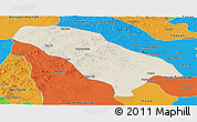 Shaded Relief Panoramic Map of Jarud Qi, political outside