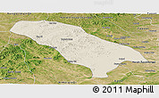 Shaded Relief Panoramic Map of Jarud Qi, satellite outside