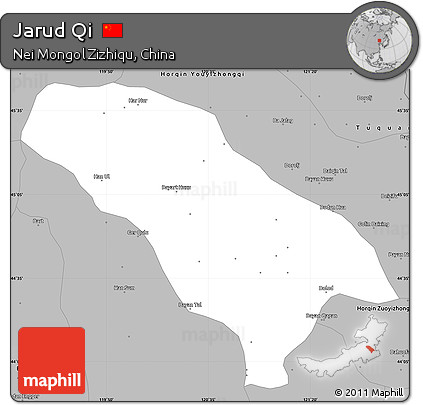 Gray Simple Map of Jarud Qi