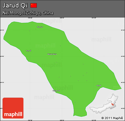Political Simple Map of Jarud Qi, single color outside