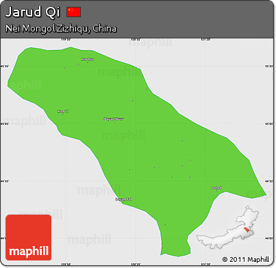 Political Simple Map of Jarud Qi, single color outside