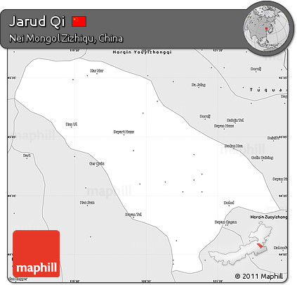 Silver Style Simple Map of Jarud Qi