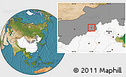 Satellite Location Map of Jining Shi, highlighted country, highlighted parent region