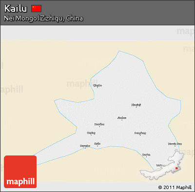 Classic Style 3D Map of Kailu, single color outside