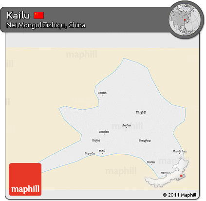 Classic Style 3D Map of Kailu, single color outside