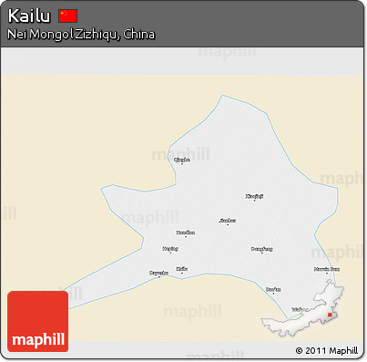 Classic Style 3D Map of Kailu, single color outside