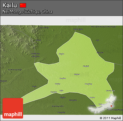 Physical 3D Map of Kailu, darken
