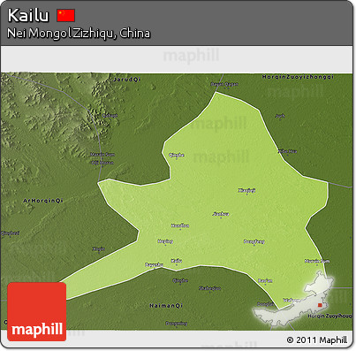 Physical 3D Map of Kailu, darken