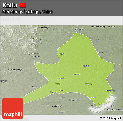 Physical 3D Map of Kailu, semi-desaturated
