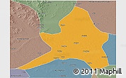 Political 3D Map of Kailu, semi-desaturated