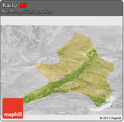 Satellite 3D Map of Kailu, lighten, desaturated
