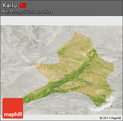 Satellite 3D Map of Kailu, lighten, semi-desaturated