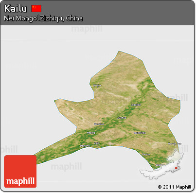 Satellite 3D Map of Kailu, single color outside