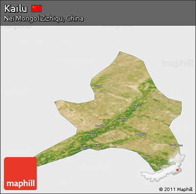 Satellite 3D Map of Kailu, single color outside