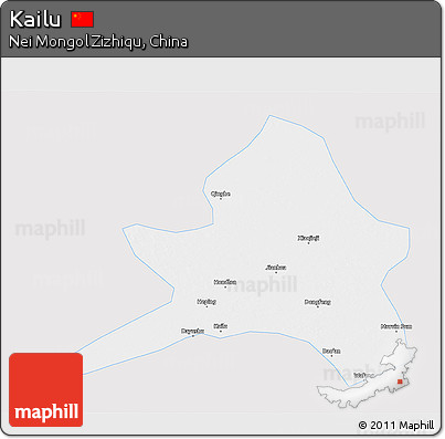 Silver Style 3D Map of Kailu, single color outside