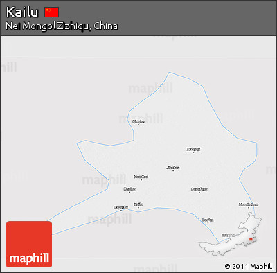 Silver Style 3D Map of Kailu, single color outside