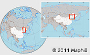 Gray Location Map of Kailu, highlighted country, within the entire country