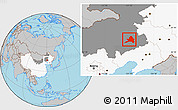 Gray Location Map of Kailu, highlighted country, highlighted parent region