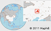 Gray Location Map of Kailu, highlighted country