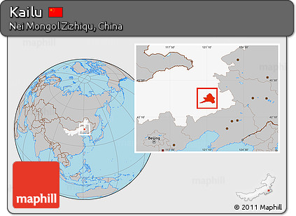 Gray Location Map of Kailu, highlighted parent region