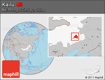 Gray Location Map of Kailu, highlighted parent region
