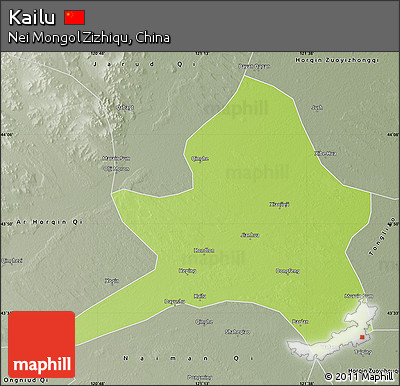 Physical Map of Kailu, semi-desaturated