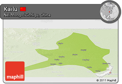 Physical Panoramic Map of Kailu, lighten