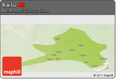 Physical Panoramic Map of Kailu, lighten