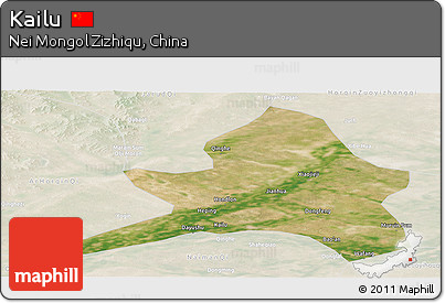 Satellite Panoramic Map of Kailu, lighten