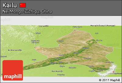 Satellite Panoramic Map of Kailu, physical outside