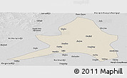 Shaded Relief Panoramic Map of Kailu, desaturated