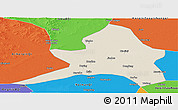 Shaded Relief Panoramic Map of Kailu, political outside