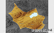 Physical 3D Map of Liangcheng, darken, desaturated