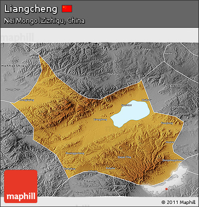 Physical 3D Map of Liangcheng, desaturated