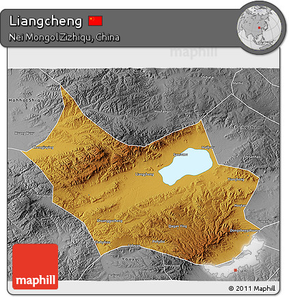 Physical 3D Map of Liangcheng, desaturated