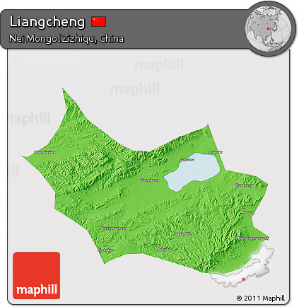Political 3D Map of Liangcheng, cropped outside