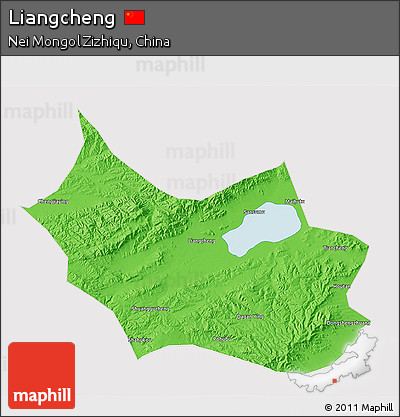 Political 3D Map of Liangcheng, cropped outside