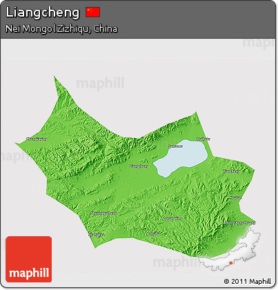 Political 3D Map of Liangcheng, cropped outside