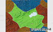 Political 3D Map of Liangcheng, darken